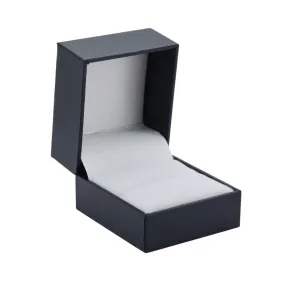 🆕📦 Leatherette Box with Ring Slot. Inner Satin Lid & Flock Base (Dark Blue Outer, White Inner)