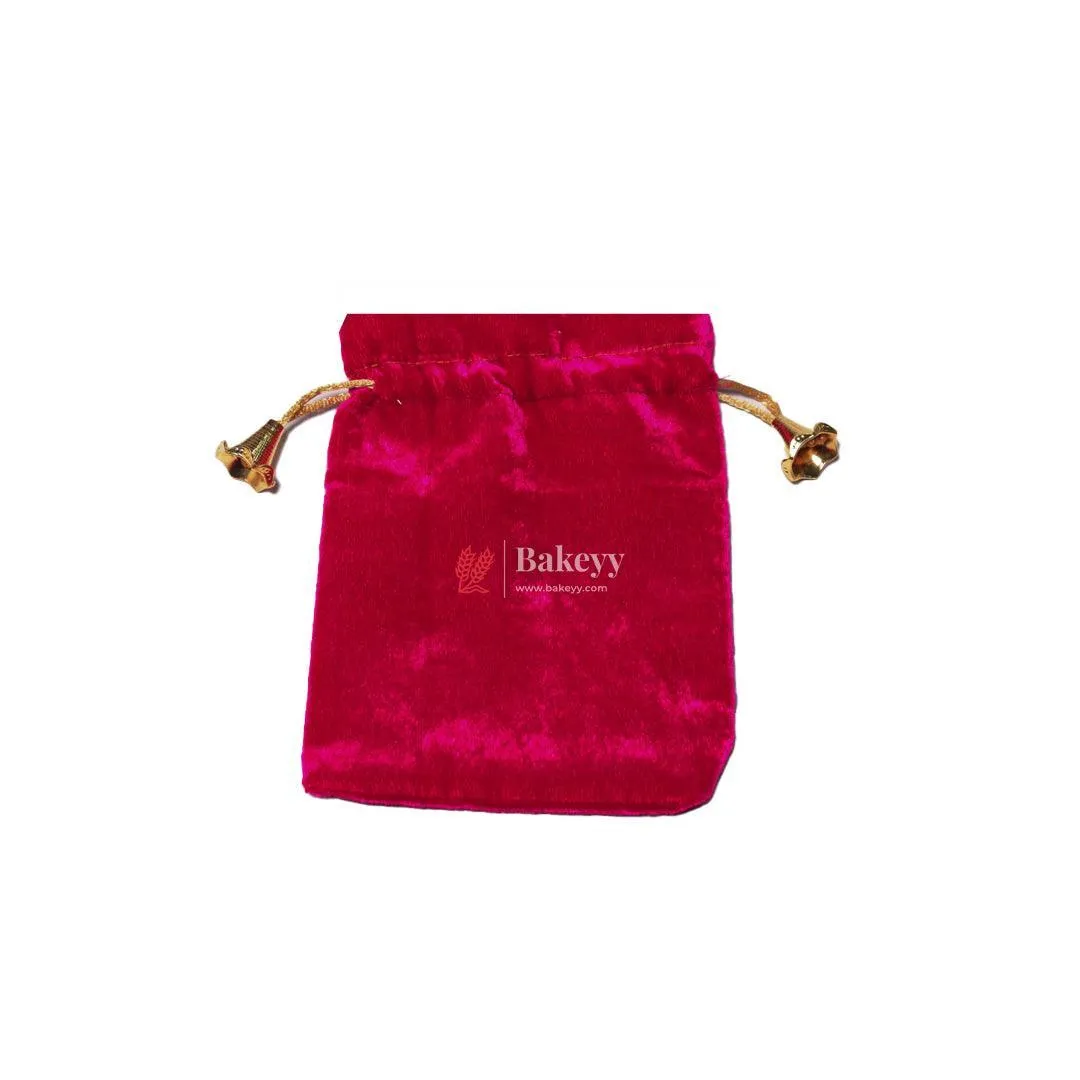 13x18 cm | Velvet Drawstring Potli Bag | Dark Pink Colour | Pack of 10 | Luxurious Gift & Storage Pouch|