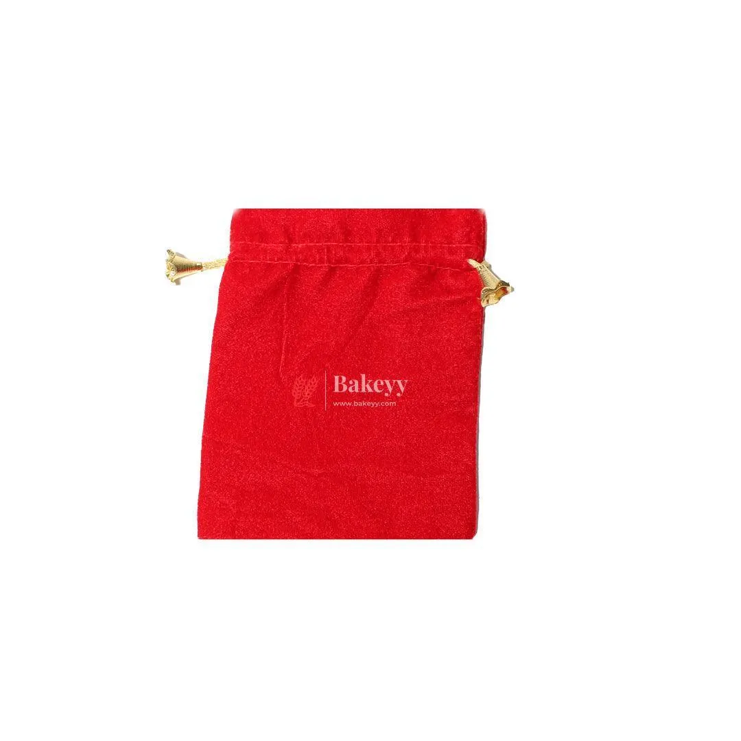 13x18 cm | Velvet Drawstring Potli Bag | Red Colour | Pack 10 |Luxurious Gift & Storage Pouch|