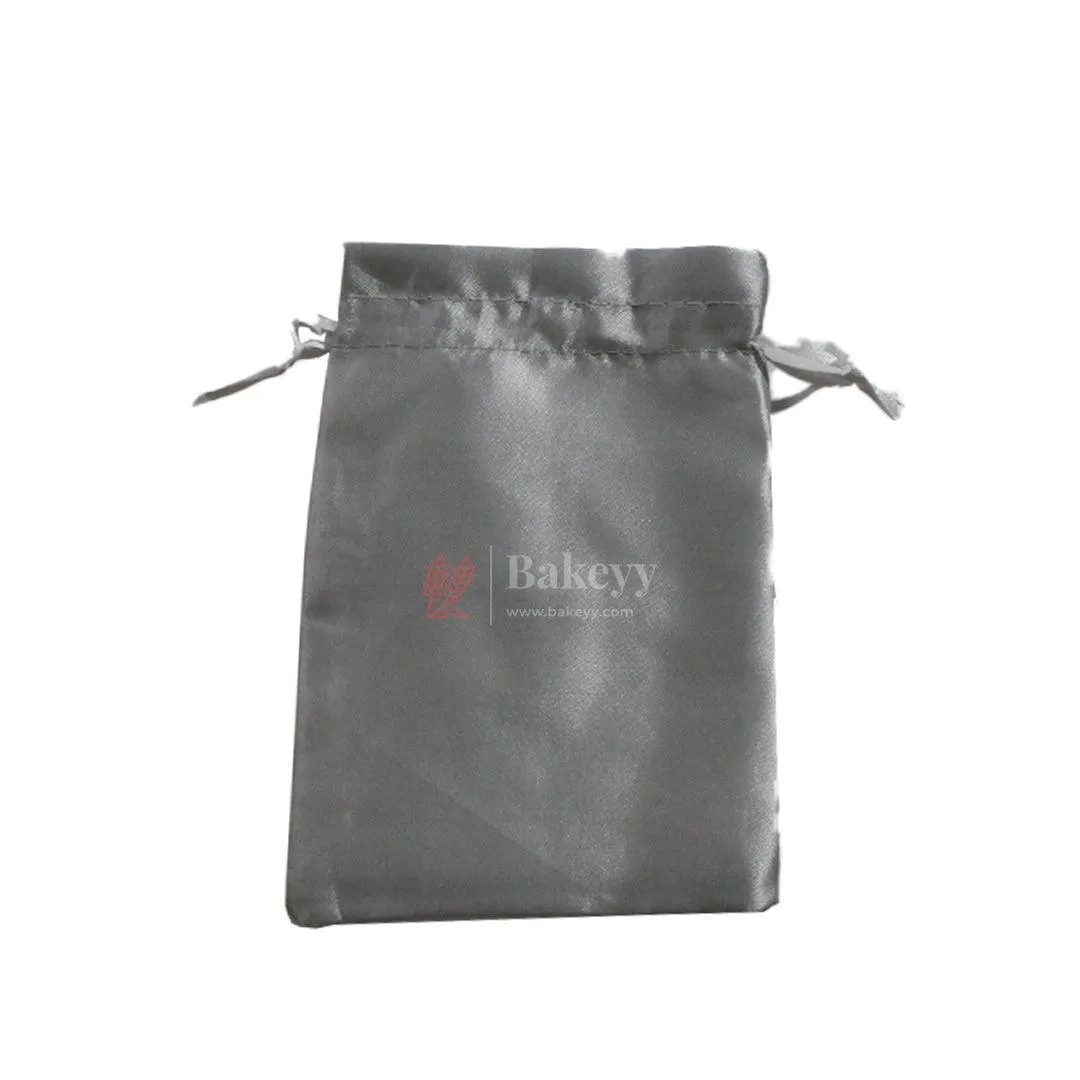 16x20 cm | Satin Potli Bags| Gray Colour | Elegant Drawstring Pouches| for Gifting and Storage|
