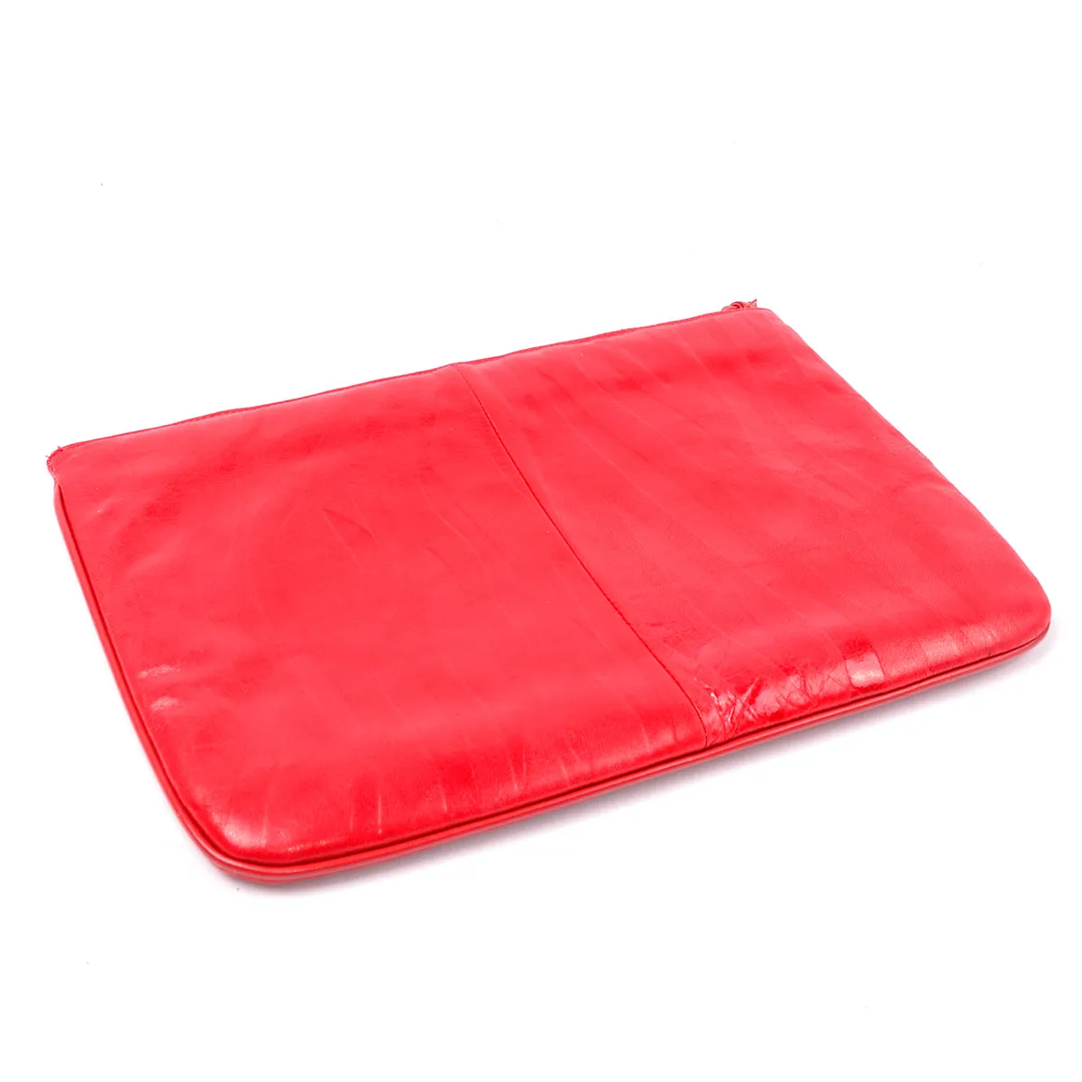 1980s Margolin Red Leather Clutch w/ Embossed Zebra Stripes