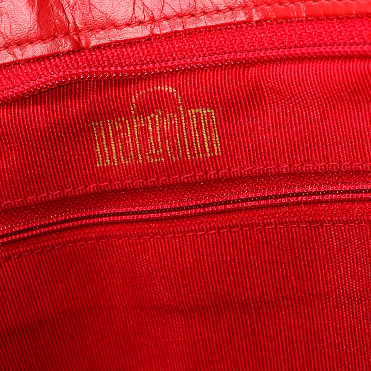 1980s Margolin Red Leather Clutch w/ Embossed Zebra Stripes
