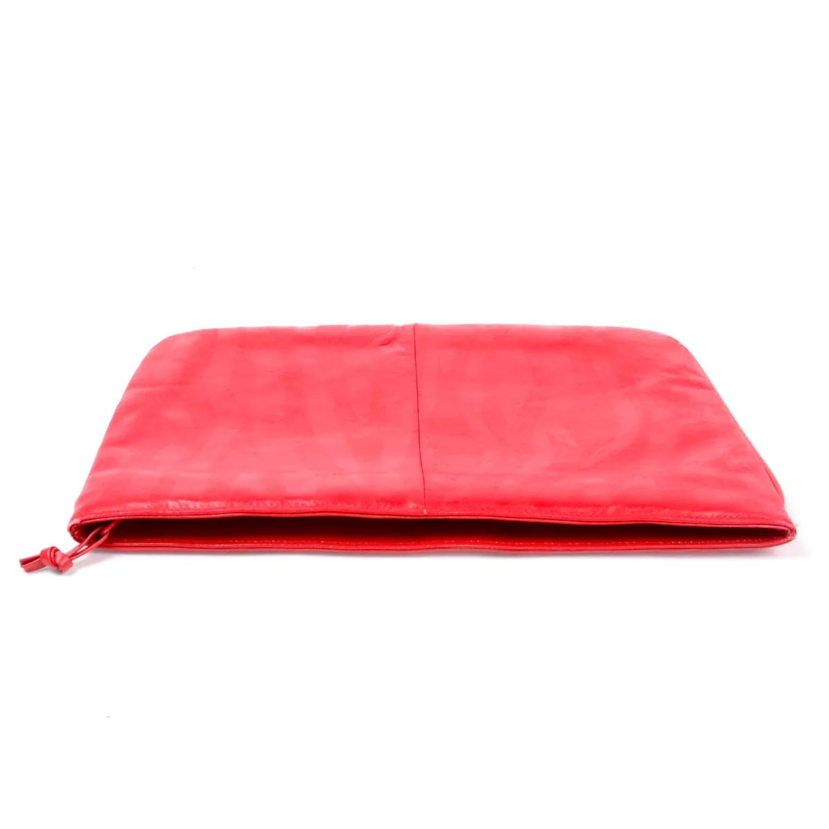 1980s Margolin Red Leather Clutch w/ Embossed Zebra Stripes