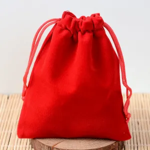 50 pc Rectangle Velvet Pouches, Gift Bags, Red, 15x10cm
