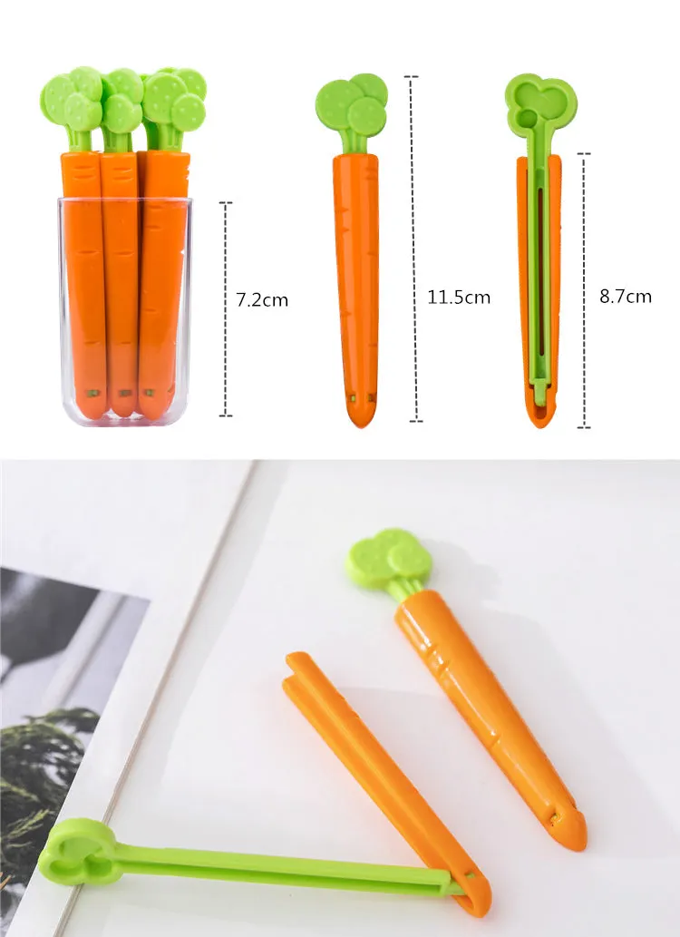 5PC Cartoon Carrot Food Bag Closure Clip - Jennyhome