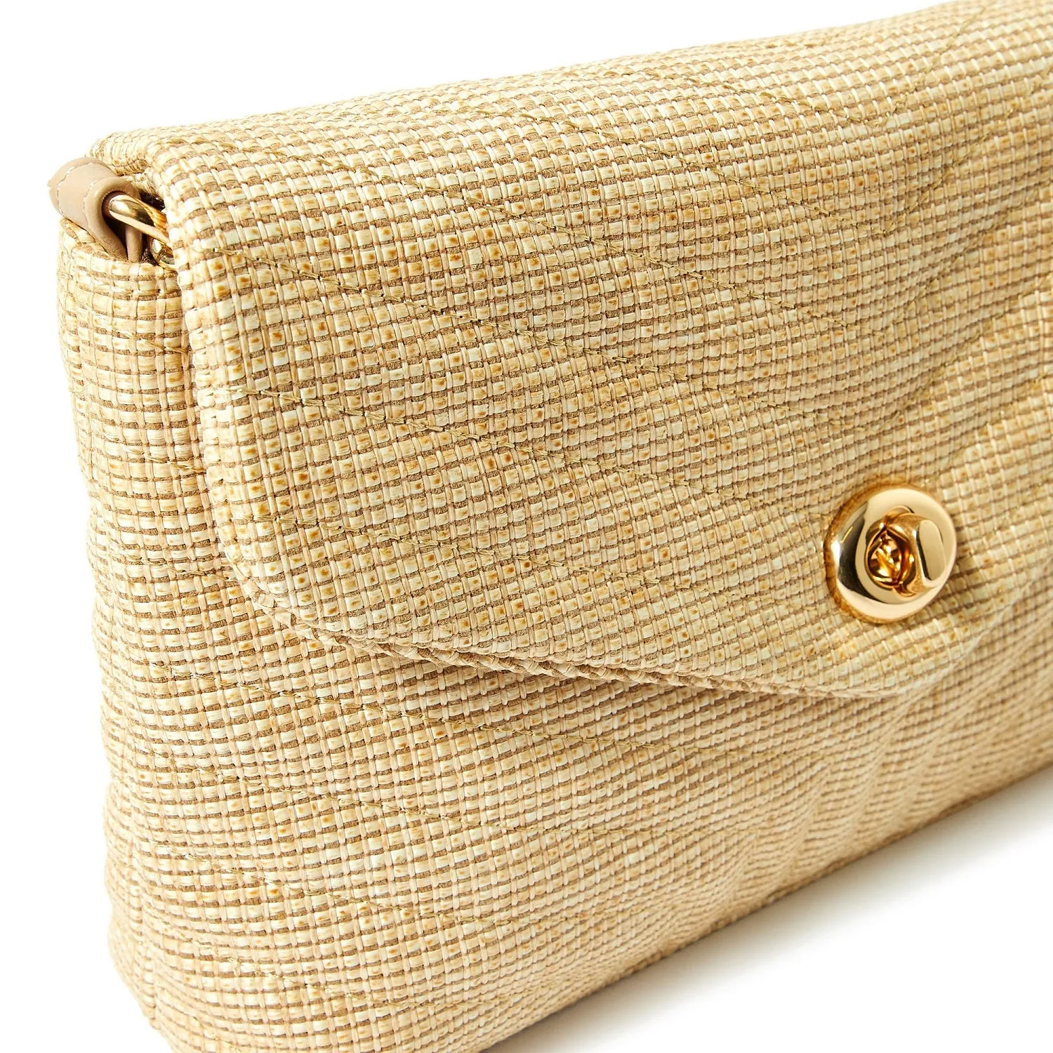 Accessorize London Women's Faux Leather Gold Chevron lock Quilted shoulder bag