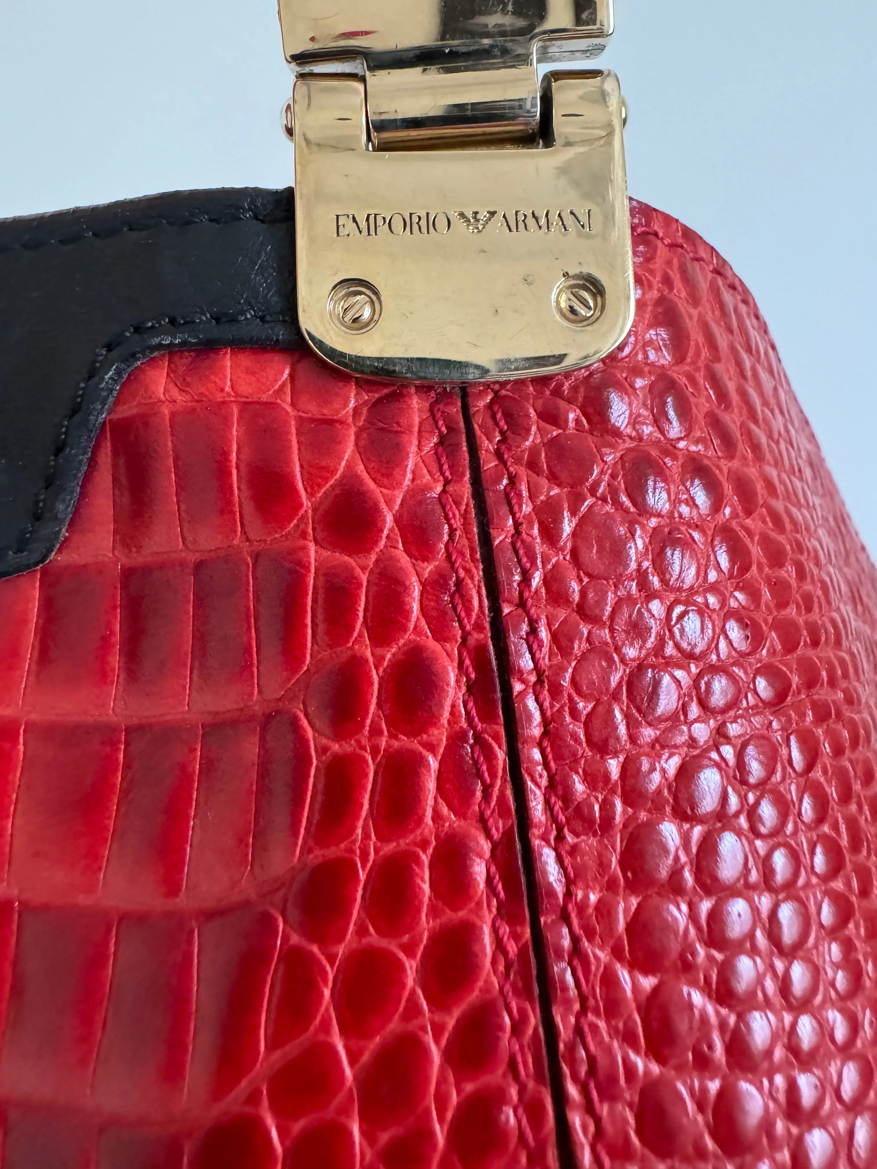 Armani Leather large statement flat bag