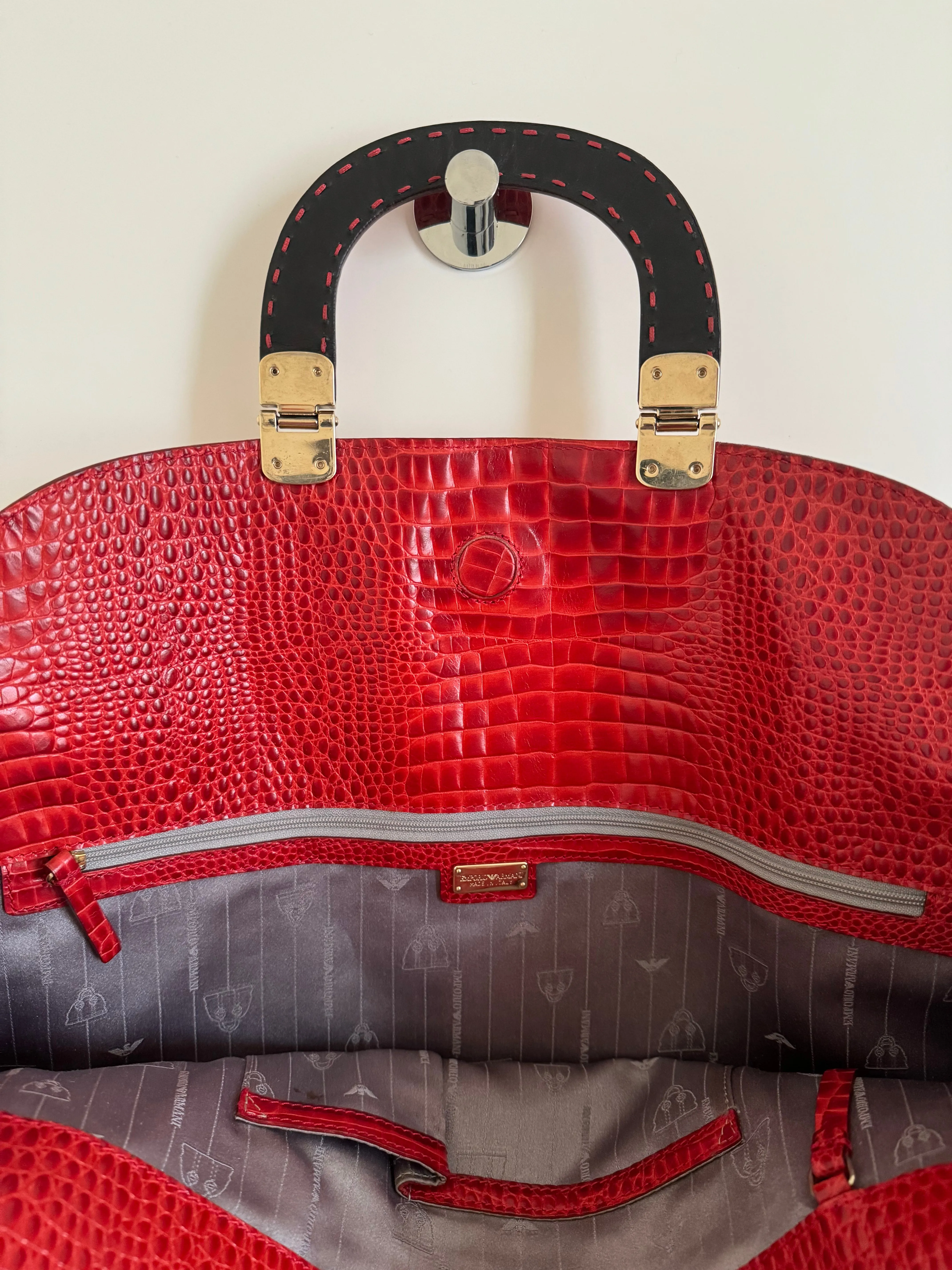 Armani Leather large statement flat bag