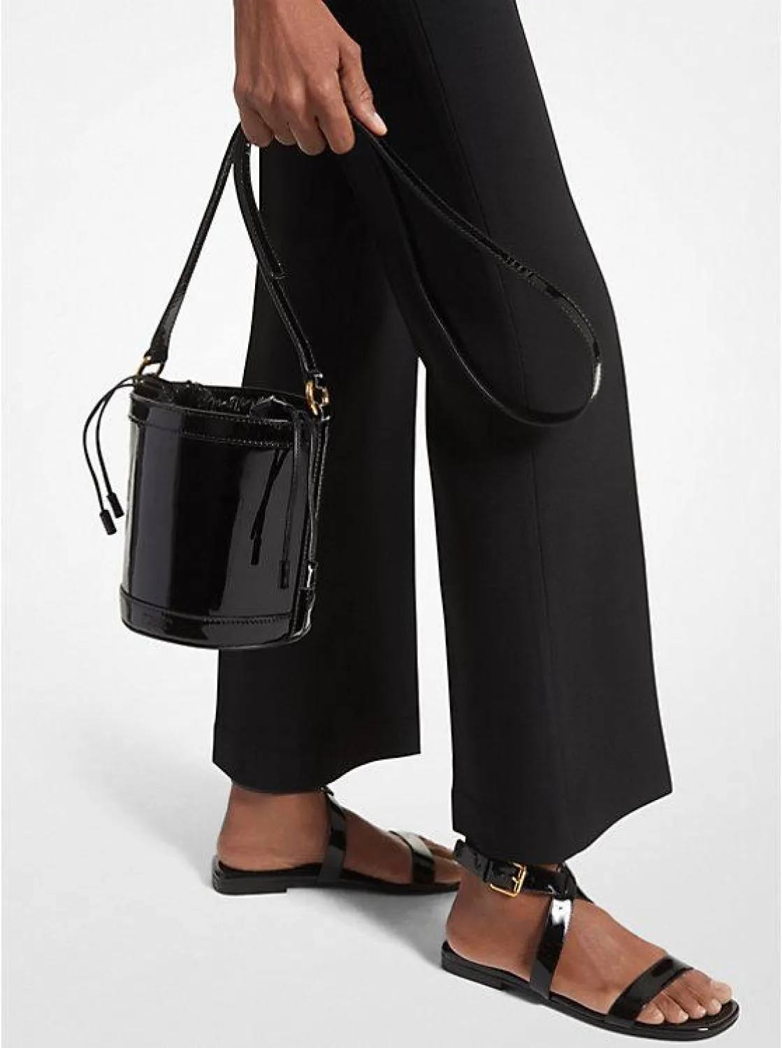 Audrey Medium Patent Leather Bucket Bag