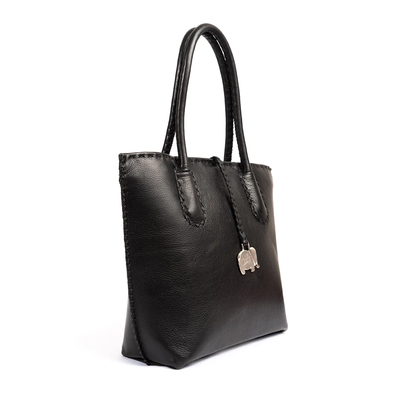 Azetha : Ladies Leather Shopper Handbag in Black Delta