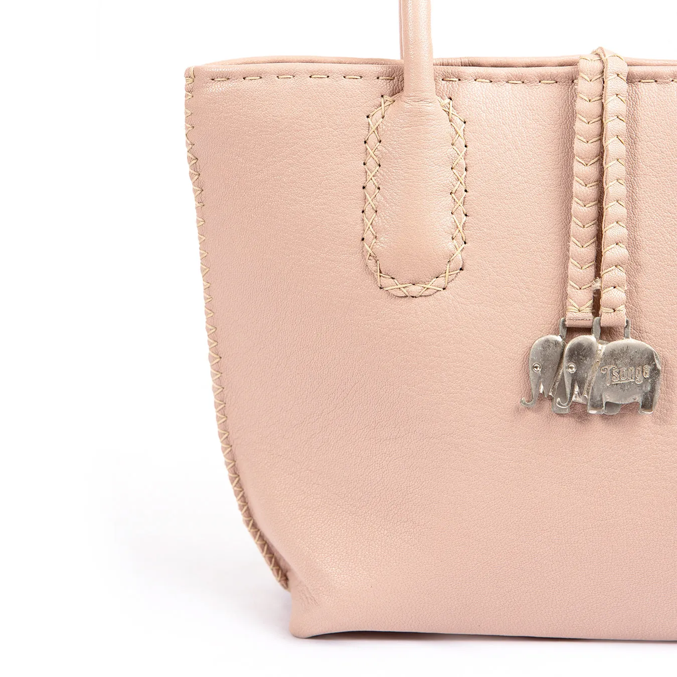 Azetha : Ladies Leather Shopper Handbag in Rose Cayak