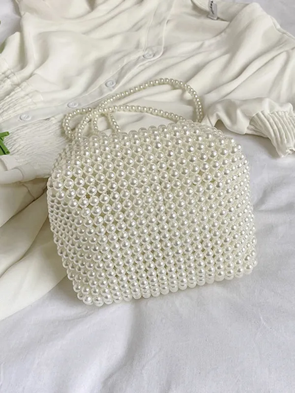 Beaded Solid Color Shoulder Bags Handbags Bags Accessories Bags