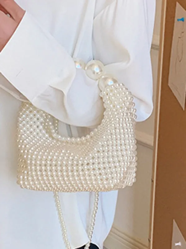 Beaded Solid Color Shoulder Bags Handbags Bags Accessories Bags