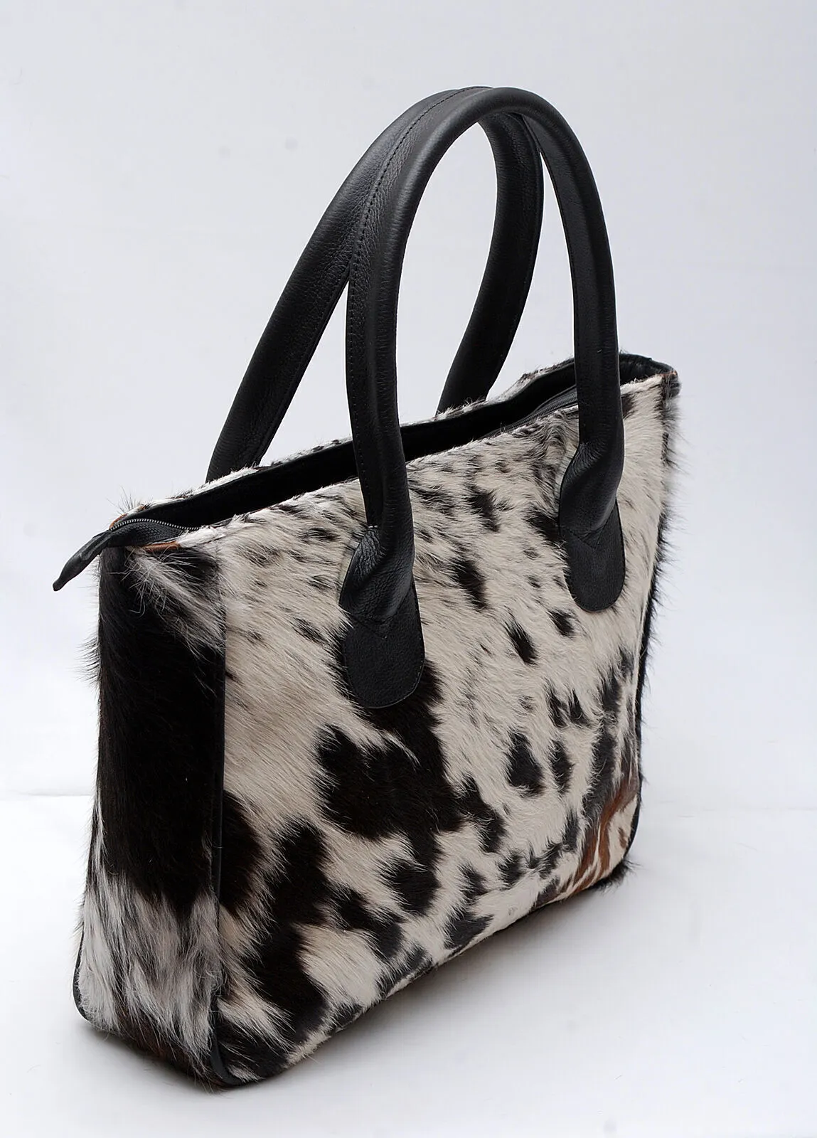 Black White Cow Skin Fur Shoulder Purse
