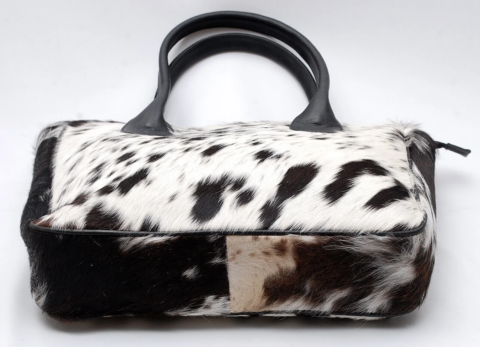 Black White Cow Skin Fur Shoulder Purse