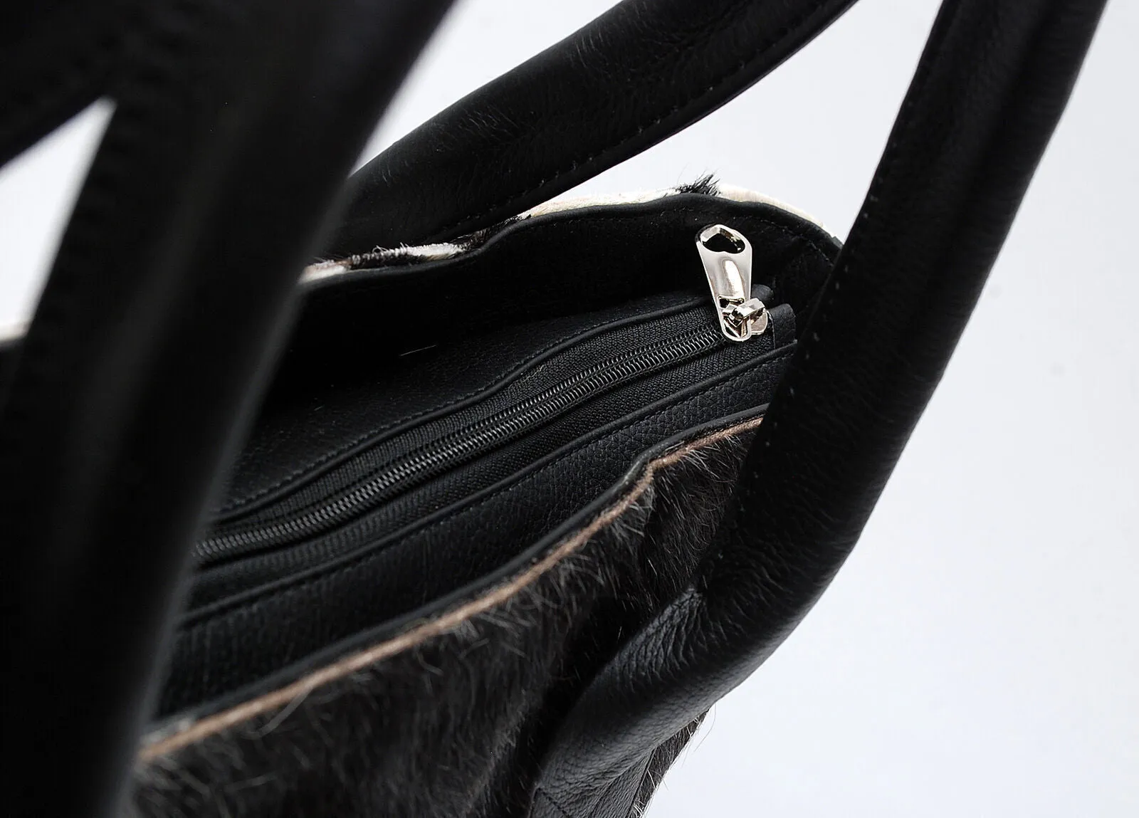Black White Cow Skin Fur Shoulder Purse