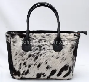 Black White Cow Skin Fur Shoulder Purse