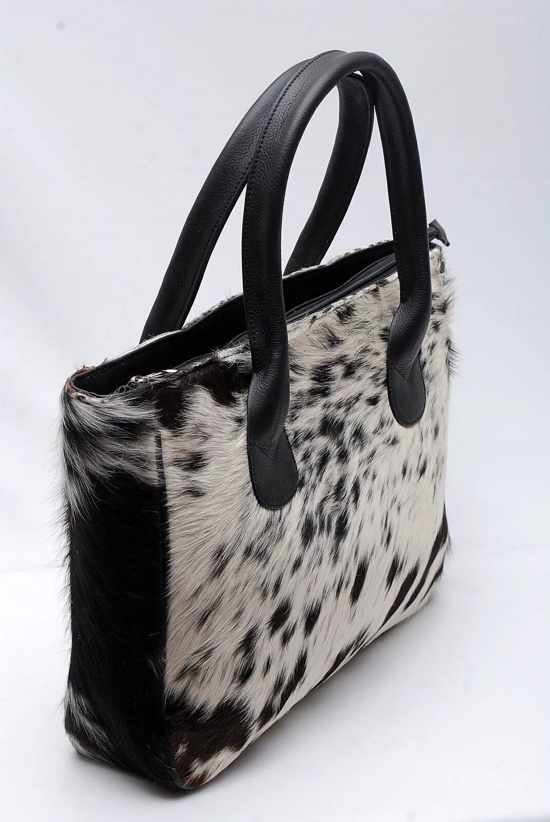 Black White Cow Skin Fur Shoulder Purse