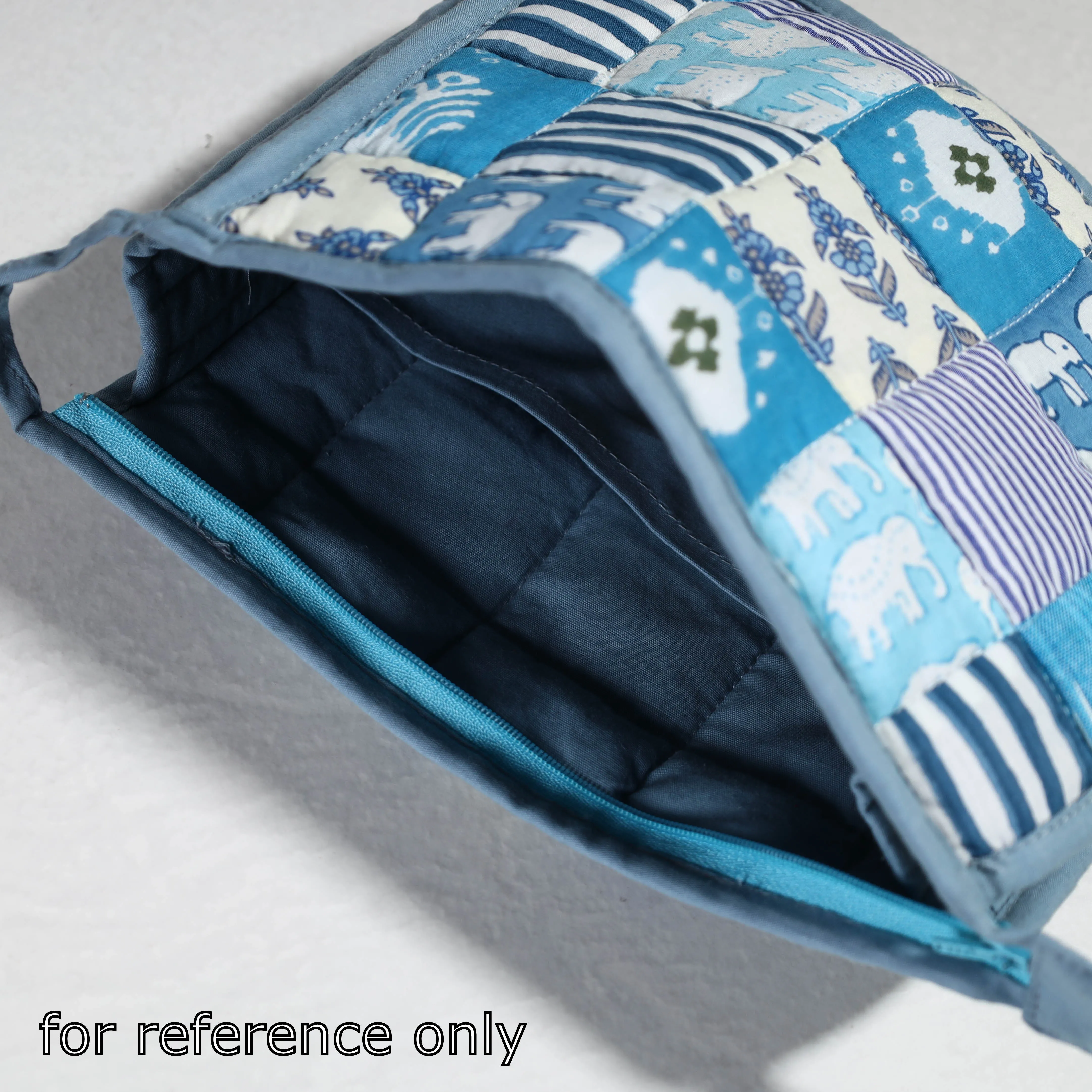 Blue - Handcrafted Patchwork Quilted Multipurpose Toiletry Bag