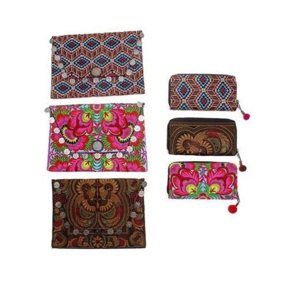 Bundle: 5 Piece Assorted Embroidery Bags | Wallets
