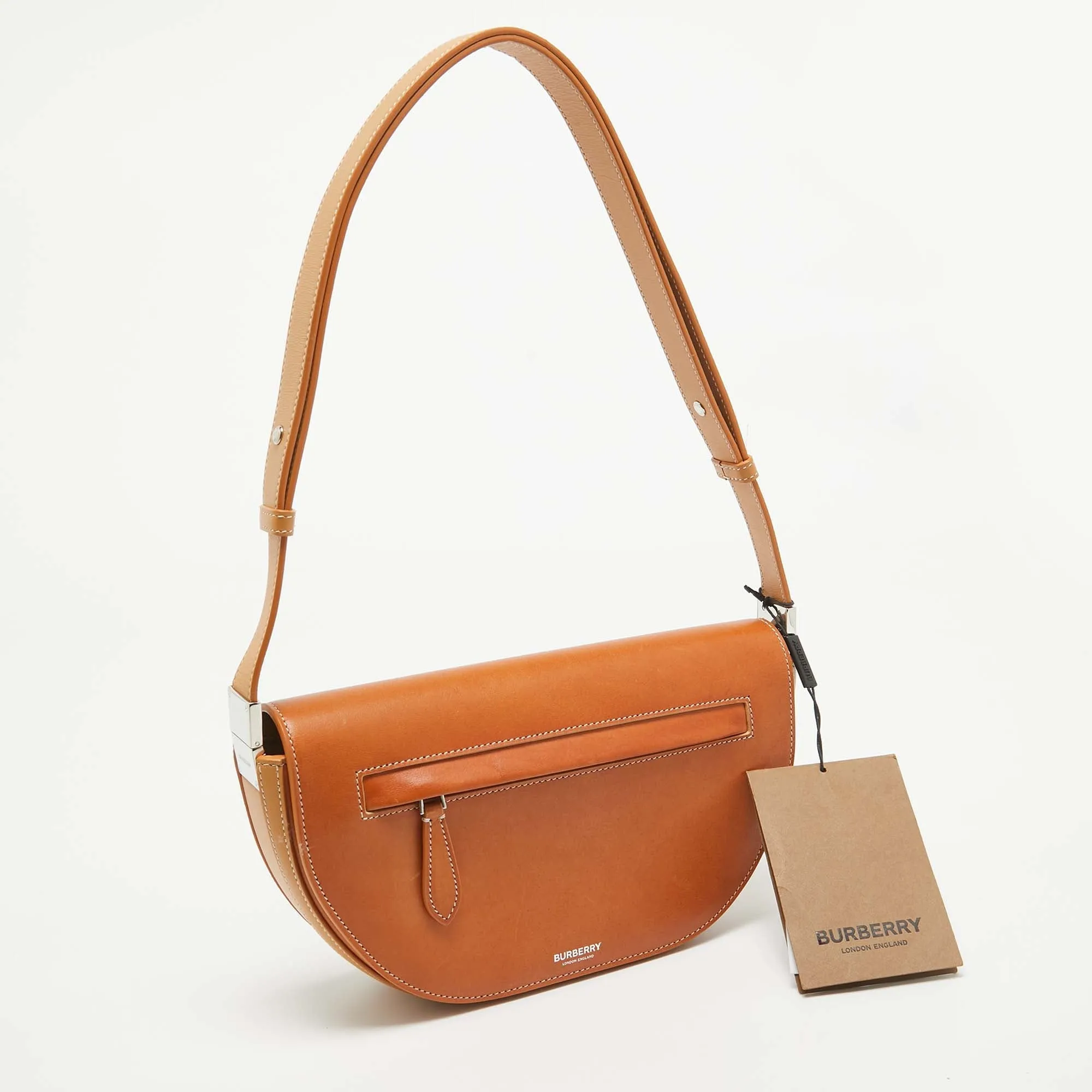 BURBERRY Pale Orange Leather Small Olympia Shoulder Bag