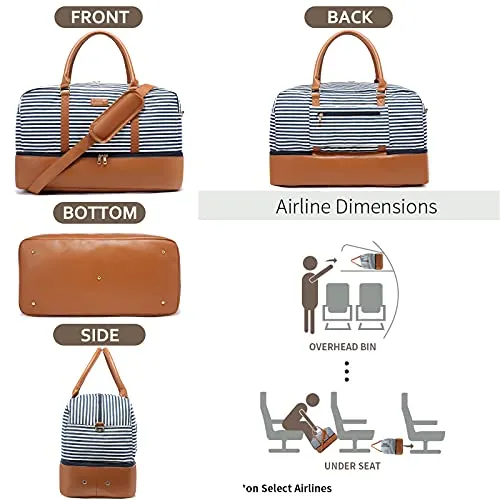 Canvas Weekender Duffel Bag, With Shoe Compartment, Toiletry Bag