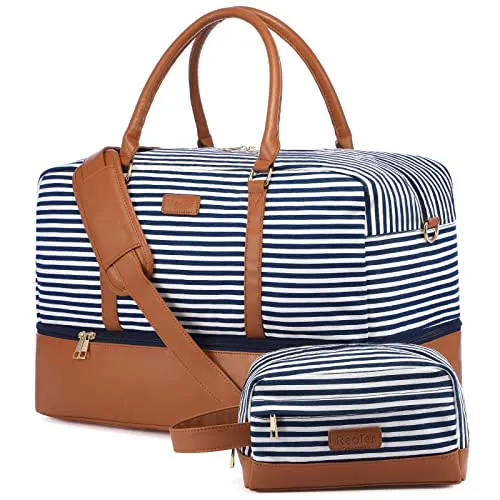 Canvas Weekender Duffel Bag, With Shoe Compartment, Toiletry Bag