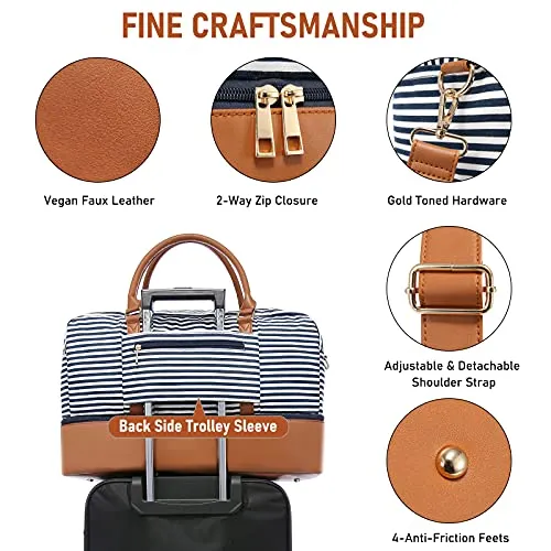 Canvas Weekender Duffel Bag, With Shoe Compartment, Toiletry Bag
