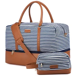 Canvas Weekender Duffel Bag, With Shoe Compartment, Toiletry Bag