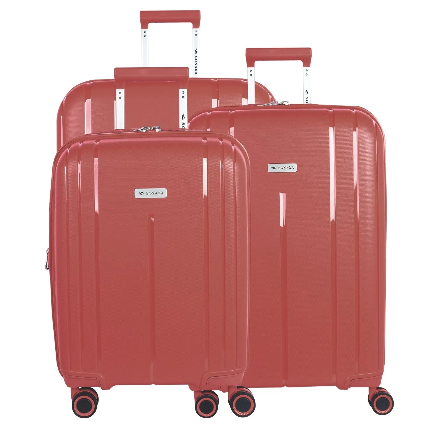 Cape Town Collection Trolley Set of 3   Free Beauty Case, GreyBlue