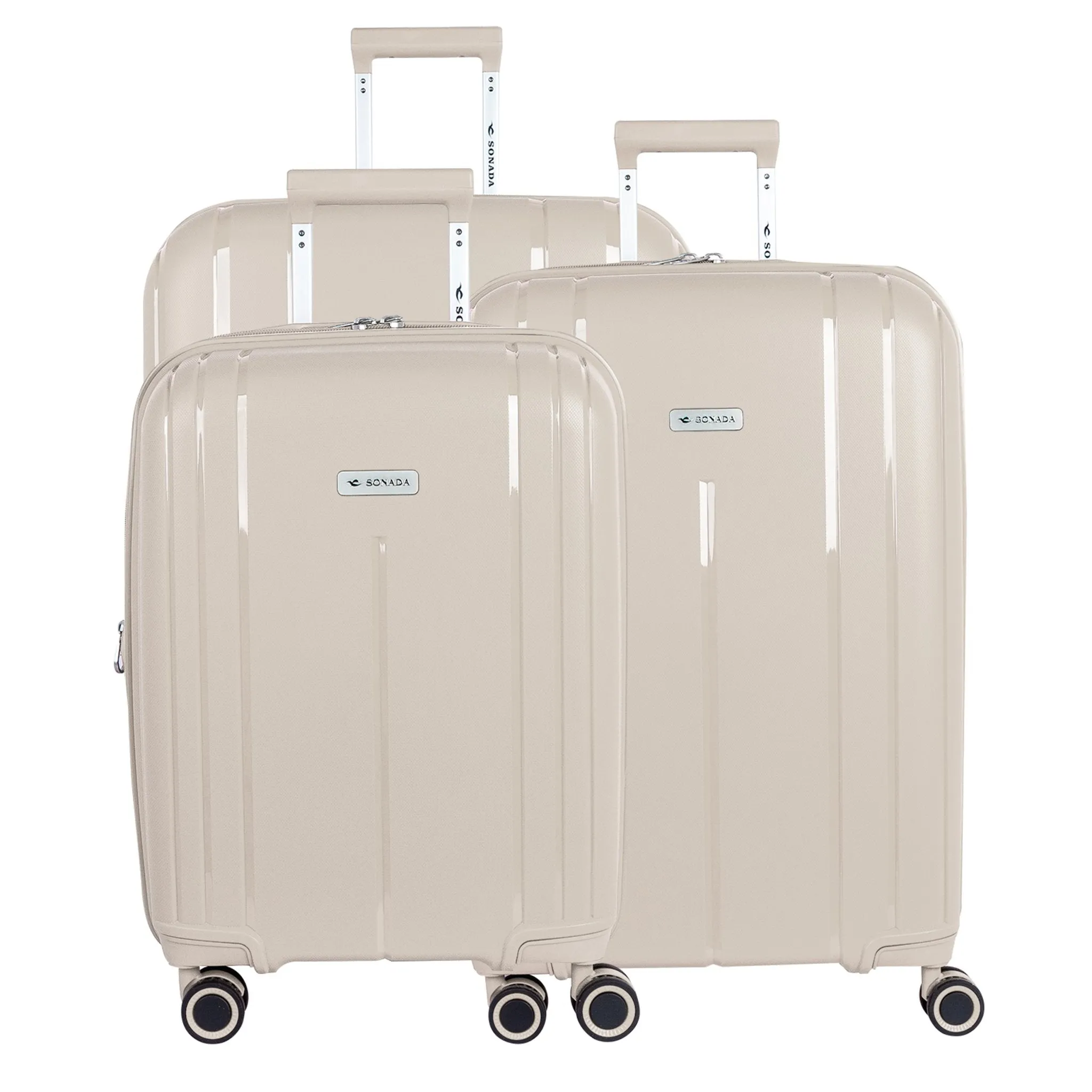 Cape Town Collection Trolley Set of 3   Free Beauty Case, GreyBlue