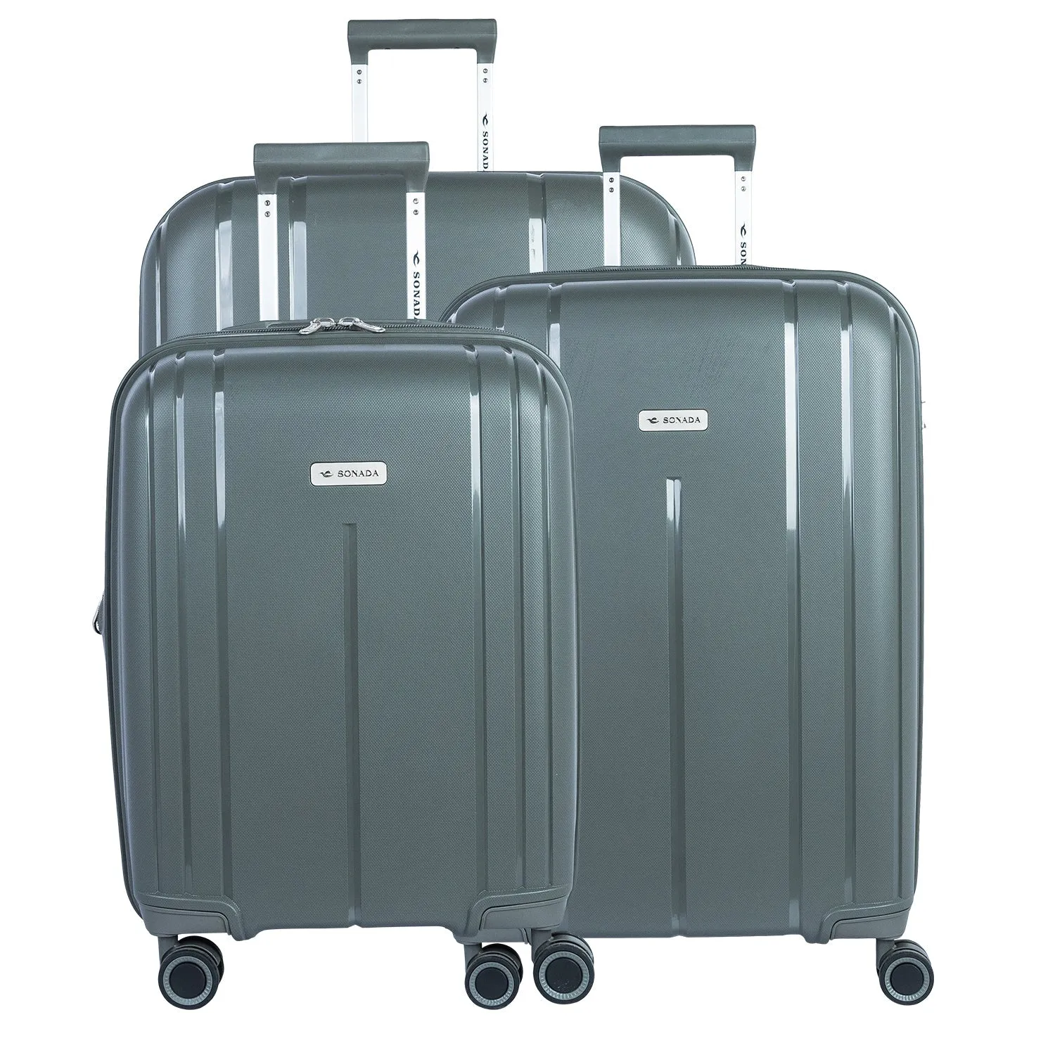 Cape Town Collection Trolley Set of 3   Free Beauty Case, GreyBlue