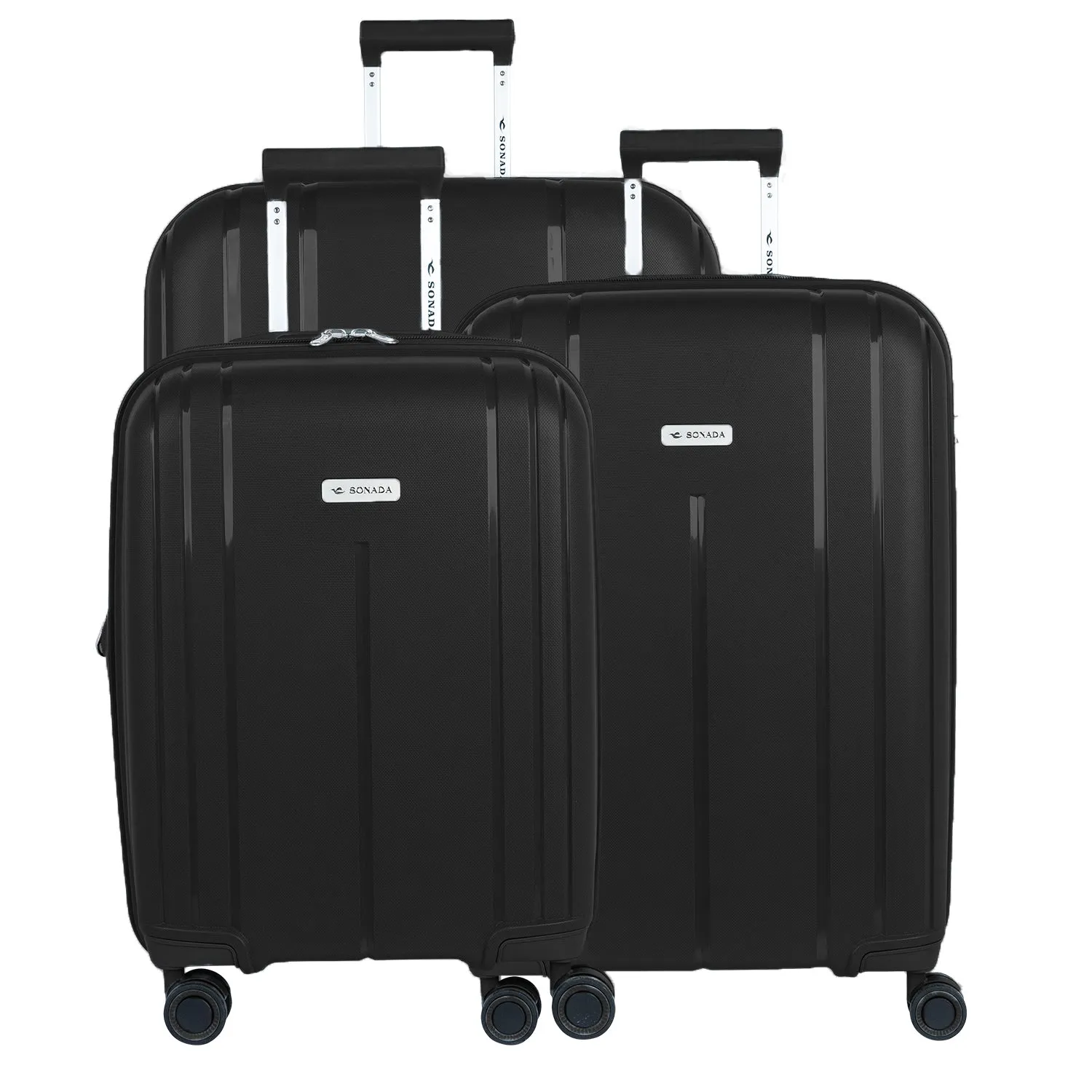 Cape Town Collection Trolley Set of 3   Free Beauty Case, GreyBlue