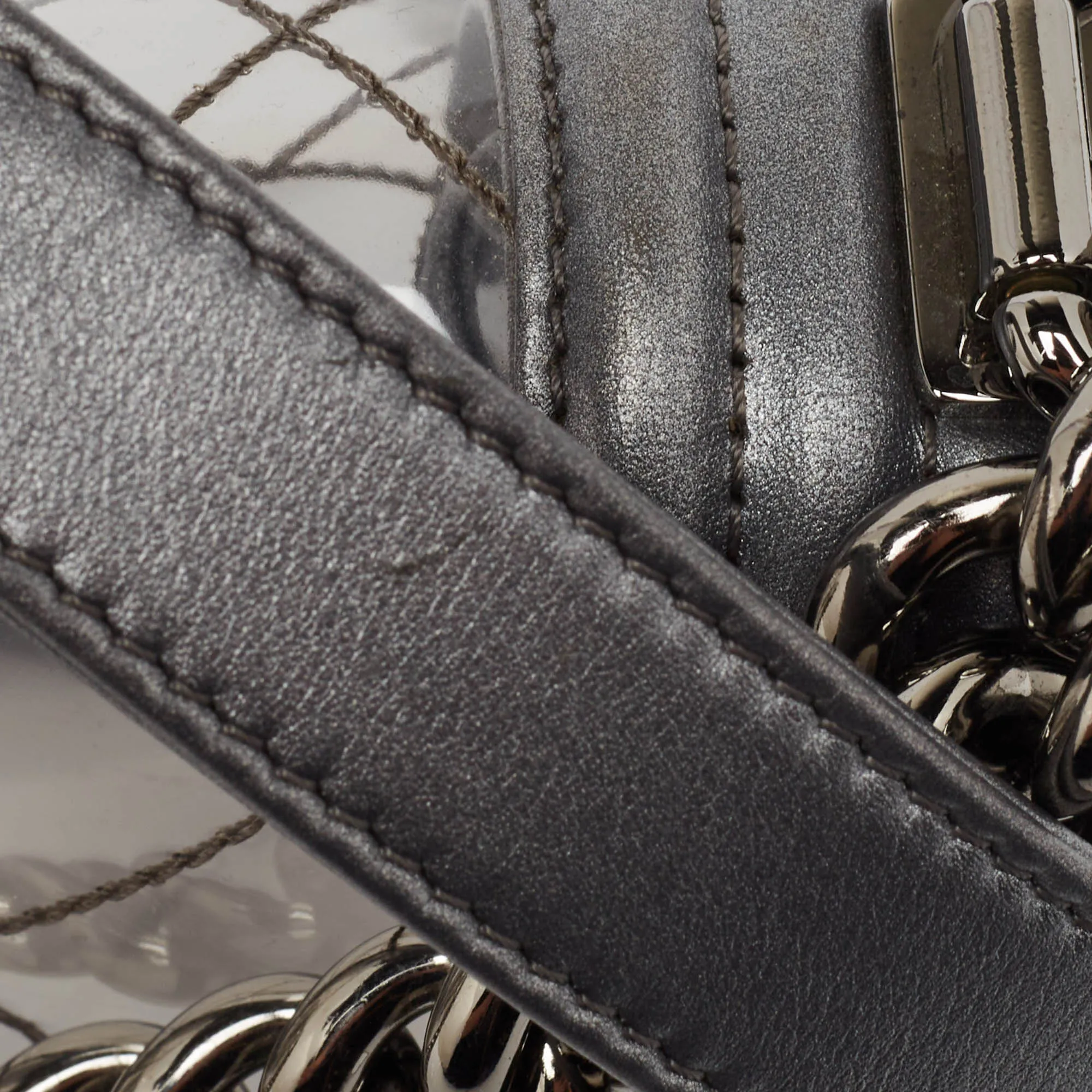 CHANEL Grey/Clear Quilted PVC and Leather Small Boy Flap Bag