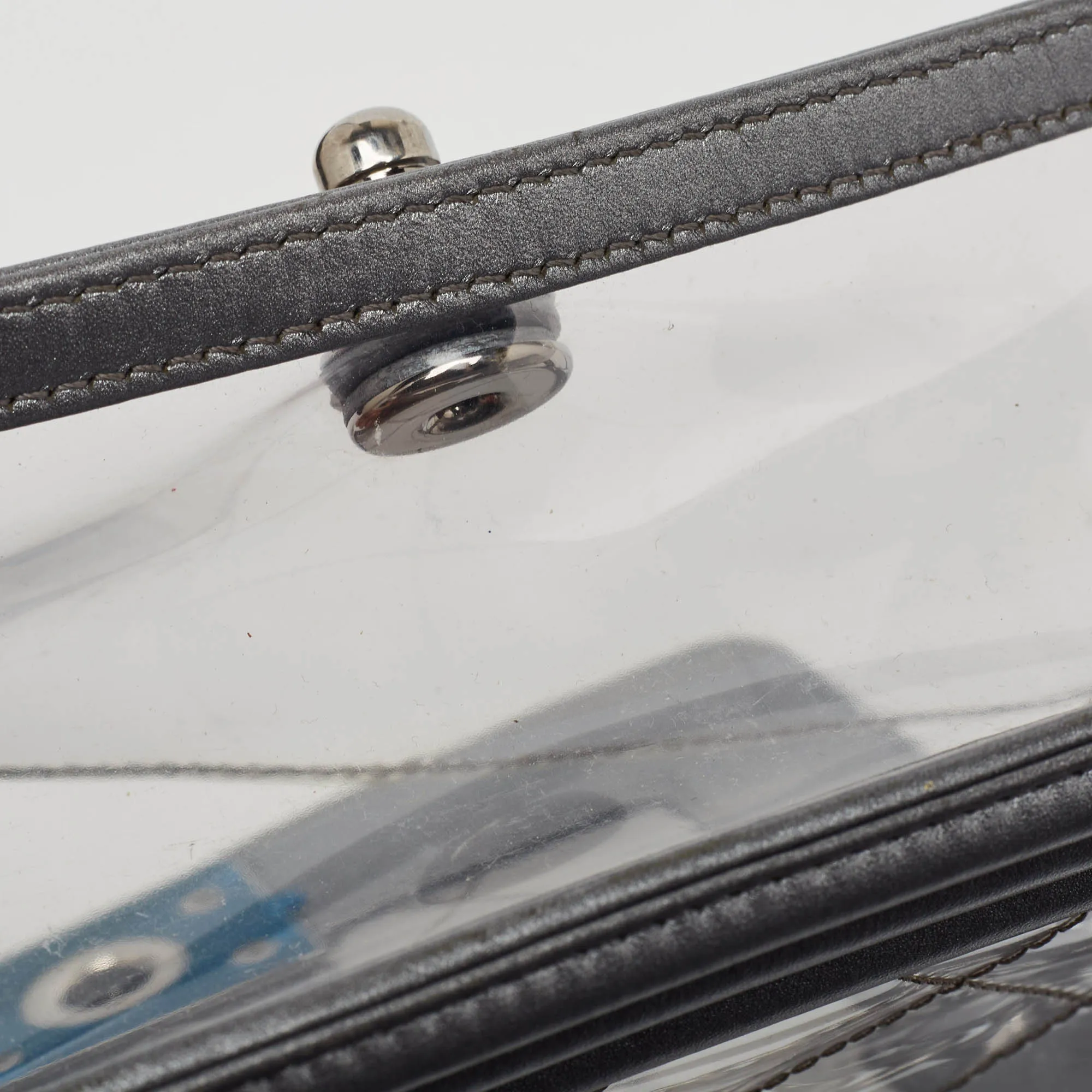 CHANEL Grey/Clear Quilted PVC and Leather Small Boy Flap Bag