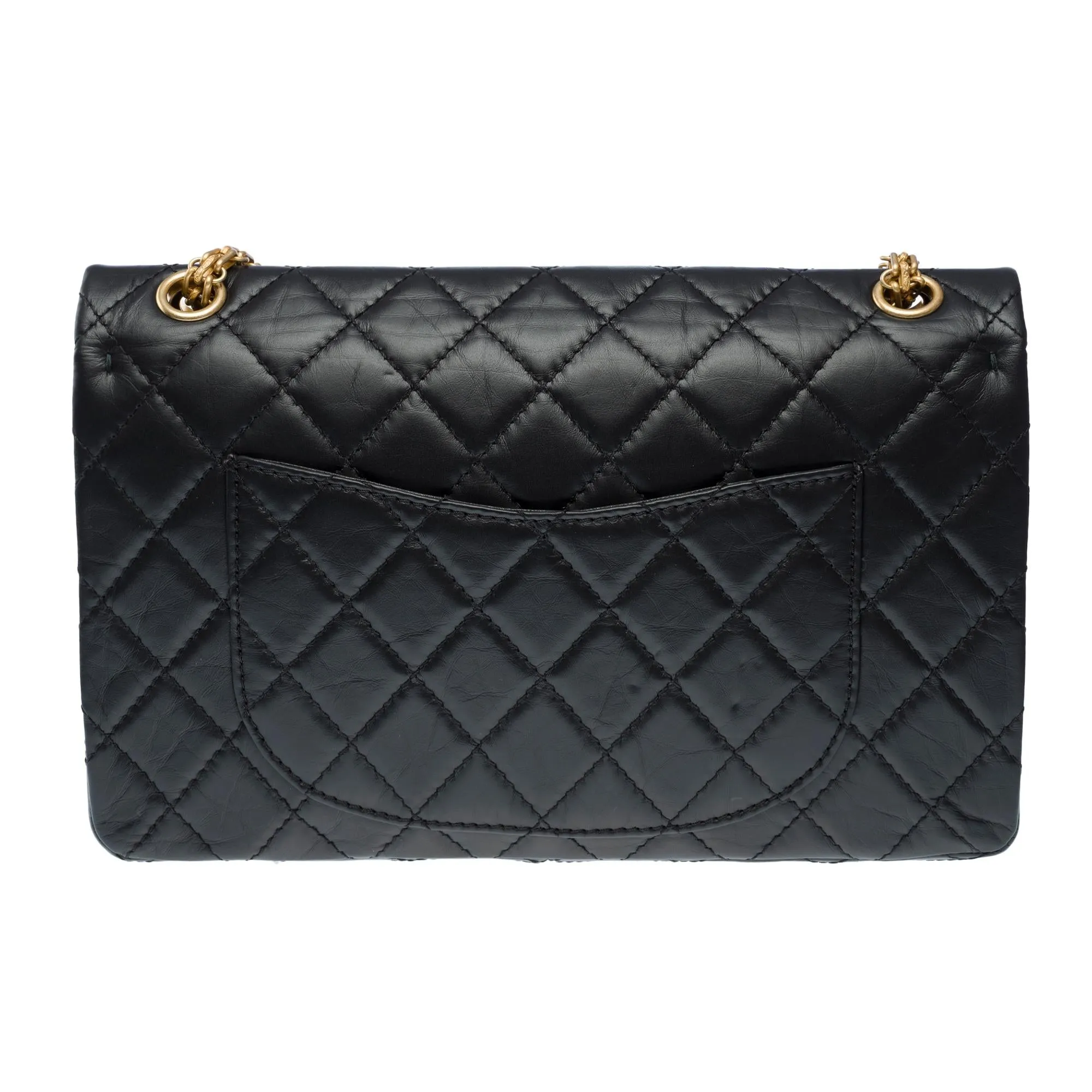 CHANEL Lucky Charms 2.55 double flap shoulder bag in black quilted leather, AGHW