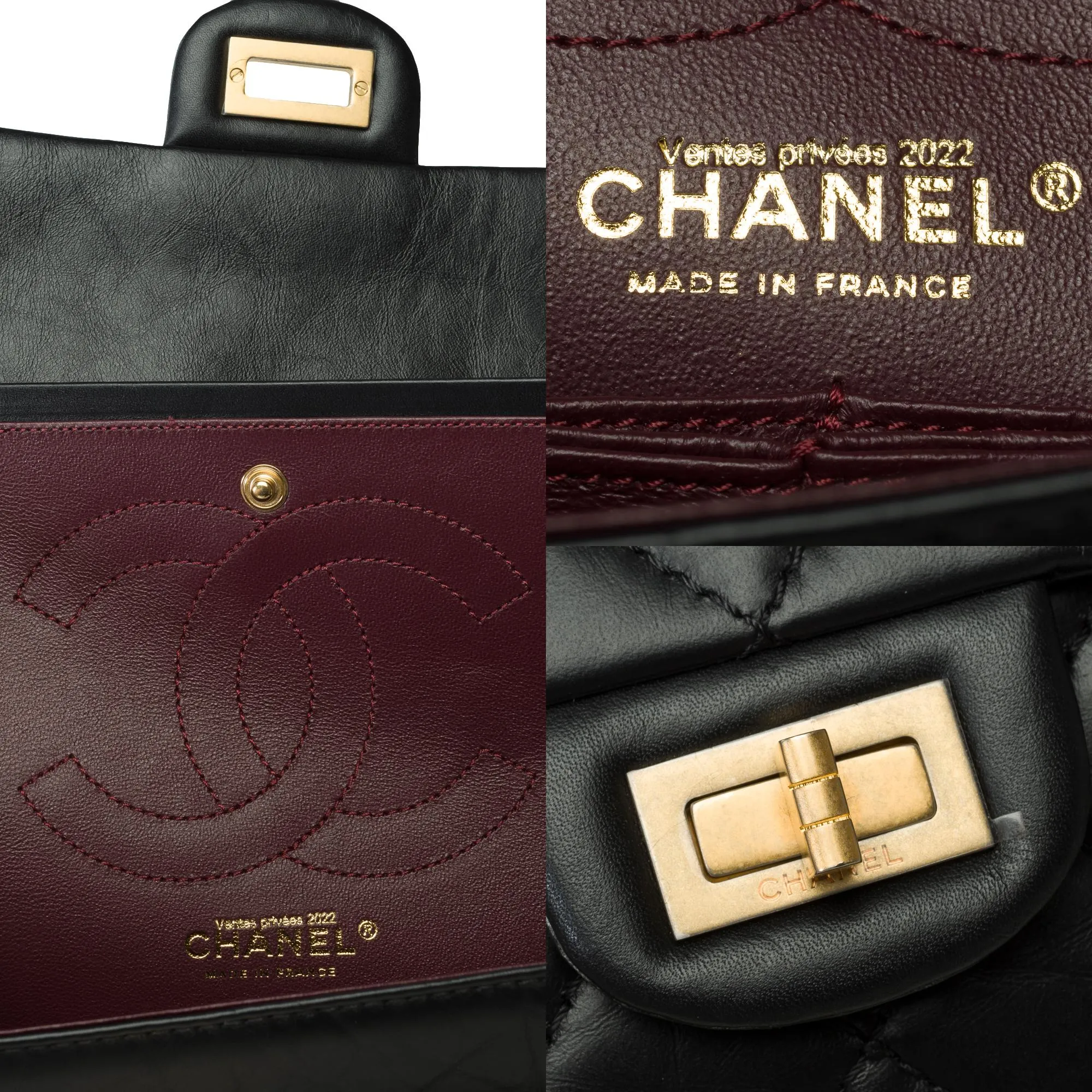 CHANEL Lucky Charms 2.55 double flap shoulder bag in black quilted leather, AGHW