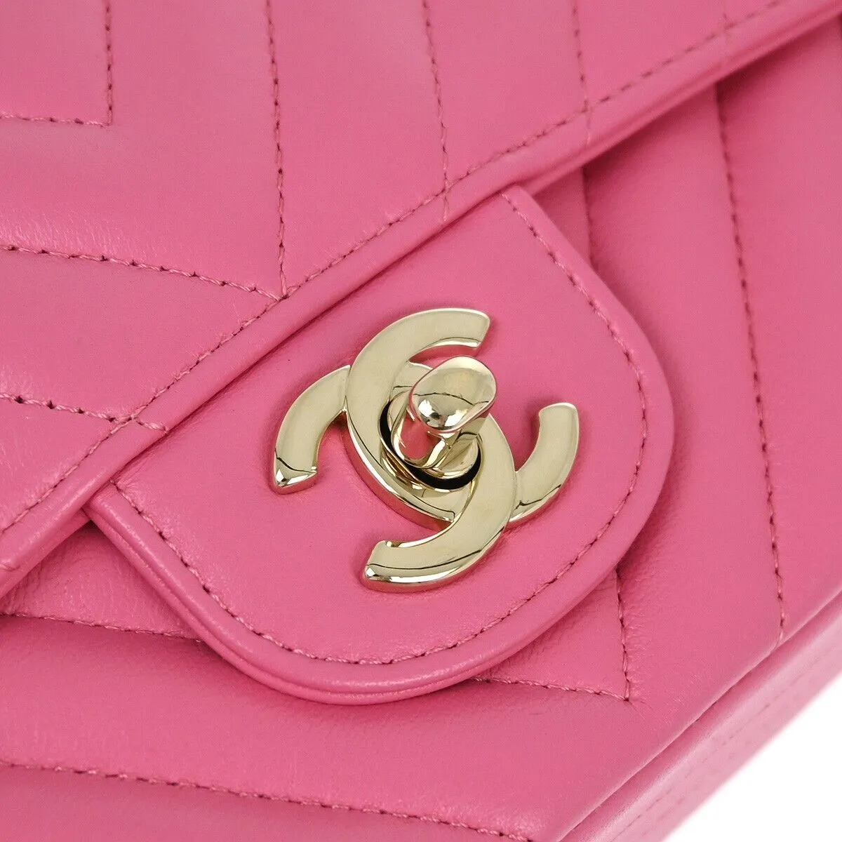 Chanel Pink Lambskin V Stitch Single