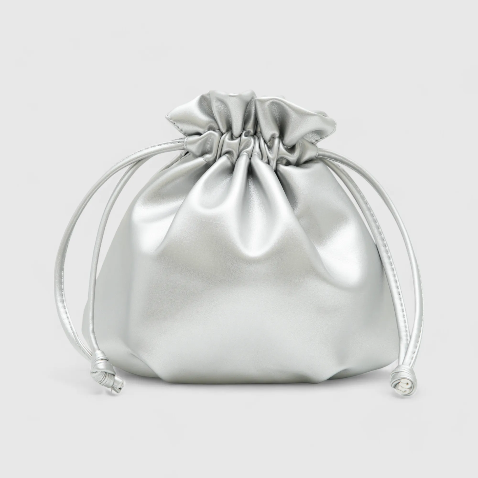 Chokore Vegan Leather Metallic Potli Bag (Silver)