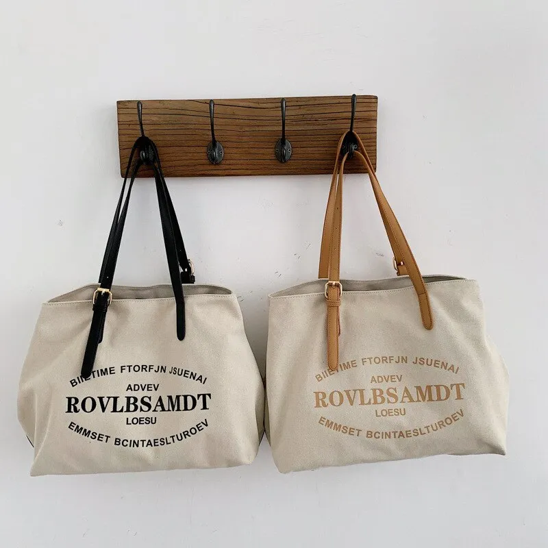Christmas Gift Portable Large-capacity Shopping Bag Fashion Canvas Commuter Women's Bag New Trendy Fashion Shoulder Tote Handbags for Women