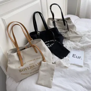 Christmas Gift Portable Large-capacity Shopping Bag Fashion Canvas Commuter Women's Bag New Trendy Fashion Shoulder Tote Handbags for Women