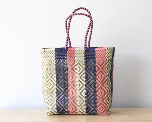 Coral, Gold & Blue Tote Bag by MexiMexi