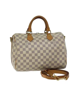 Damier Azur Hand Bag with Shoulder Strap and French Craftsmanship