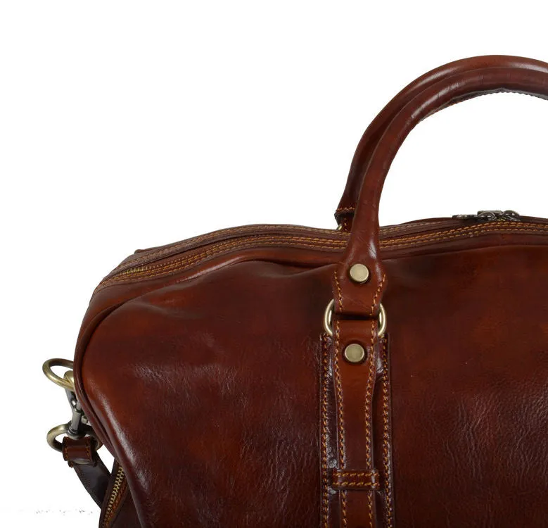 Delamore Brown Leather Luxury Holdall