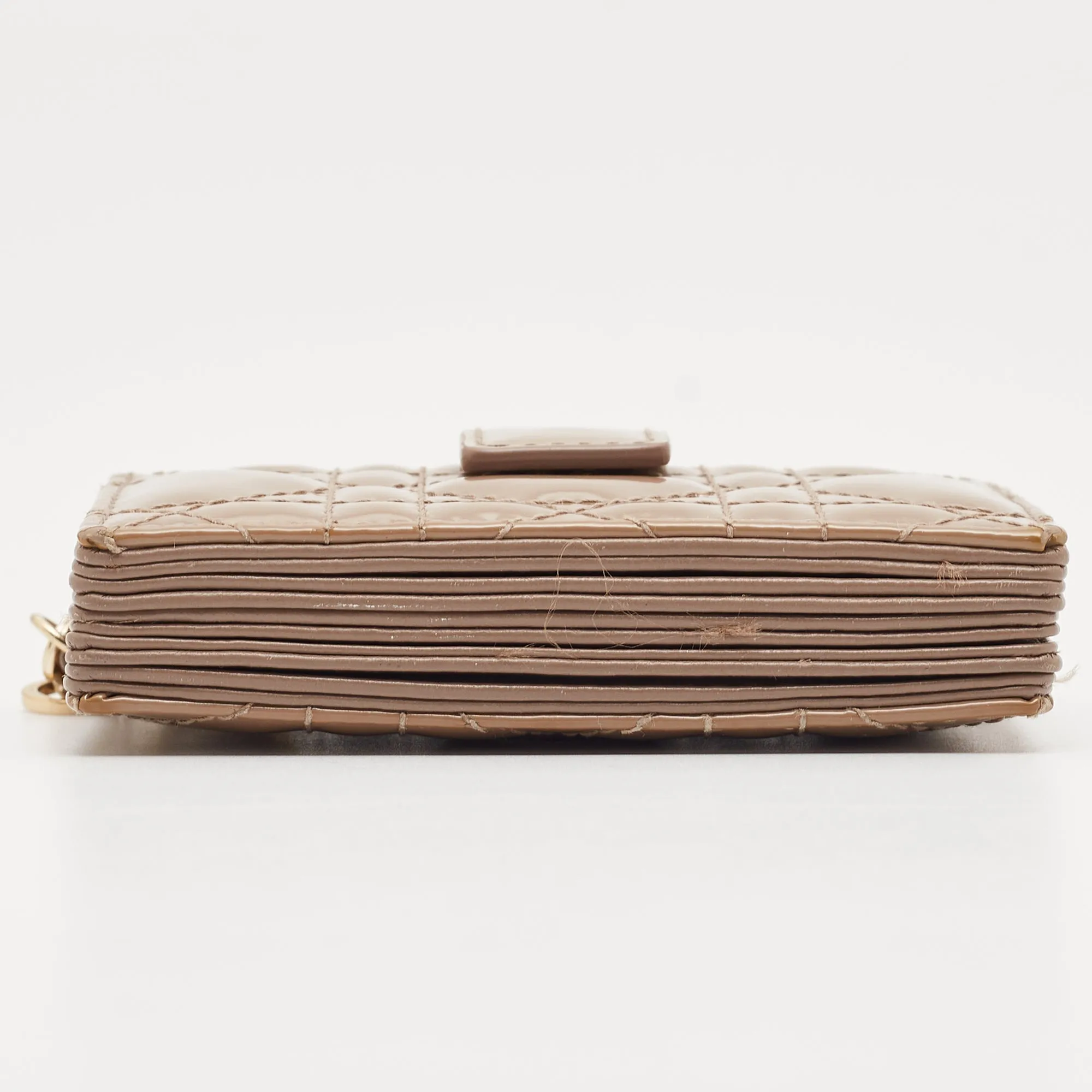 DIOR Beige Cannage Patent Leather Lady  5 Gusset Card Holder
