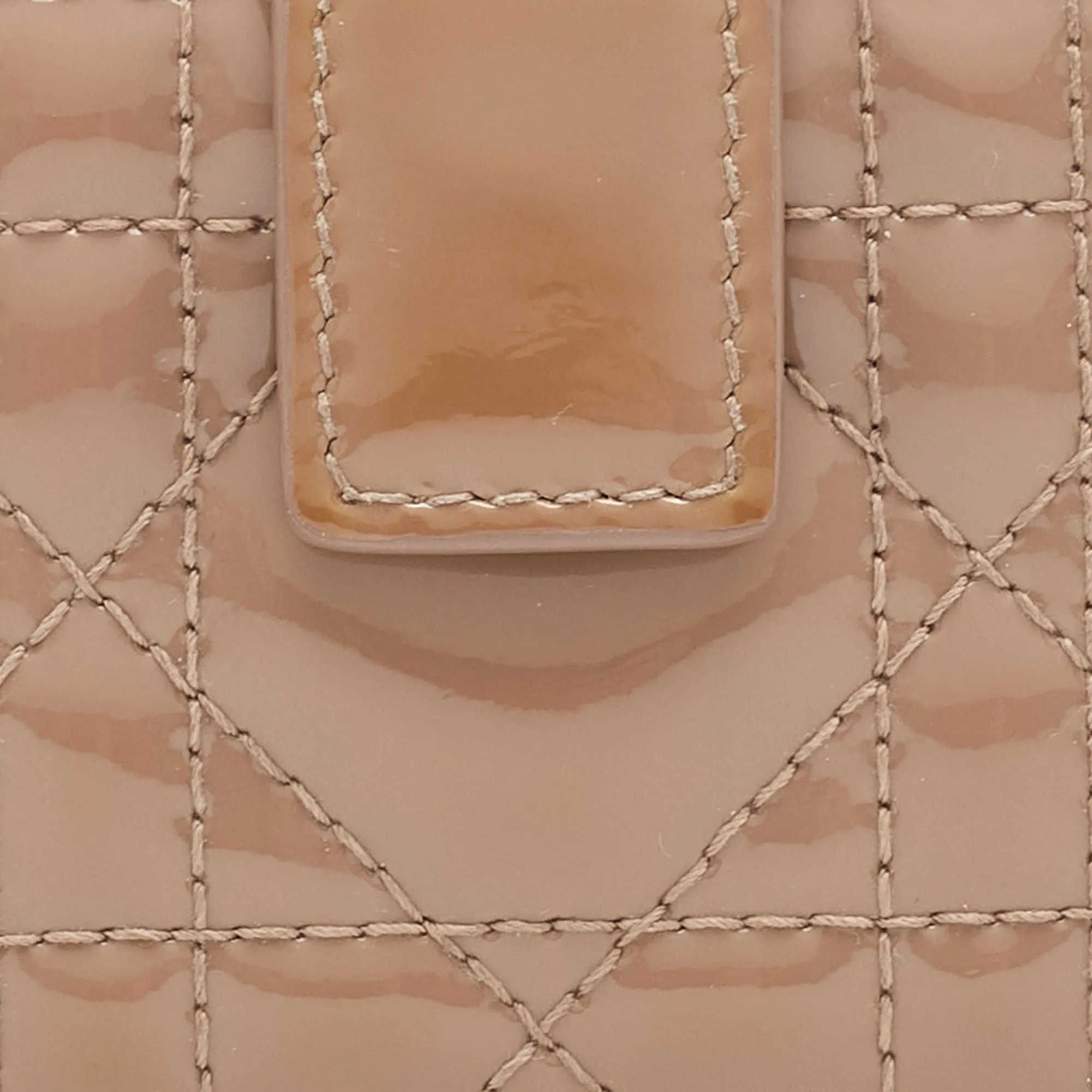 DIOR Beige Cannage Patent Leather Lady  5 Gusset Card Holder