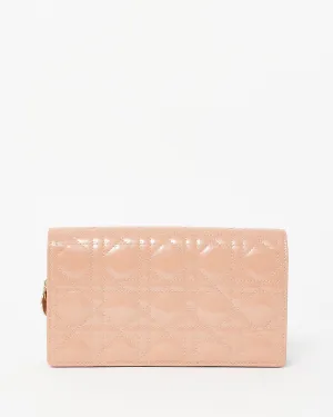 Dior Beige Patent Leather Lady Dior Pouch W/ Chain Crossbody Bag