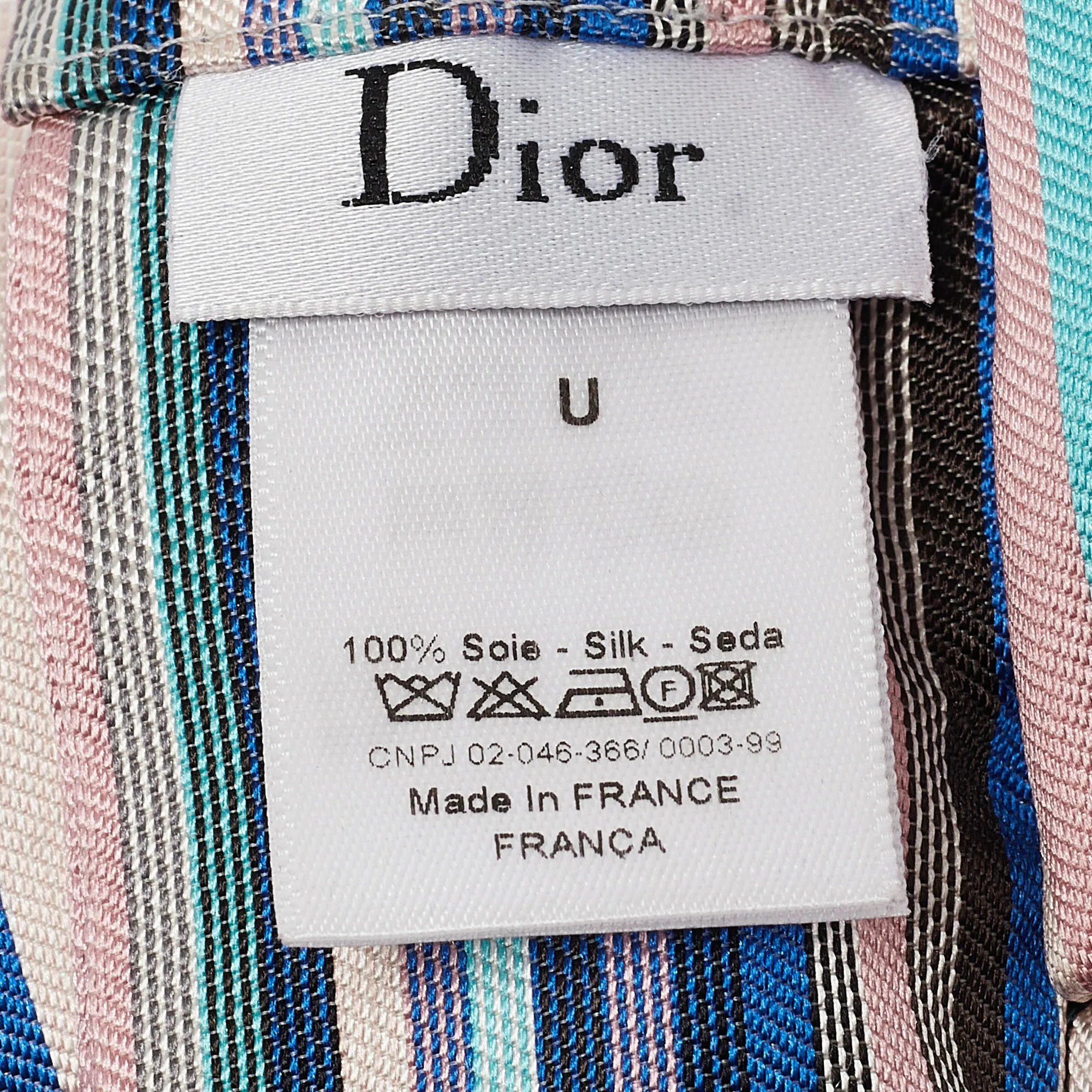 DIOR Multicolor Striped Silk Detachable Bow One Size