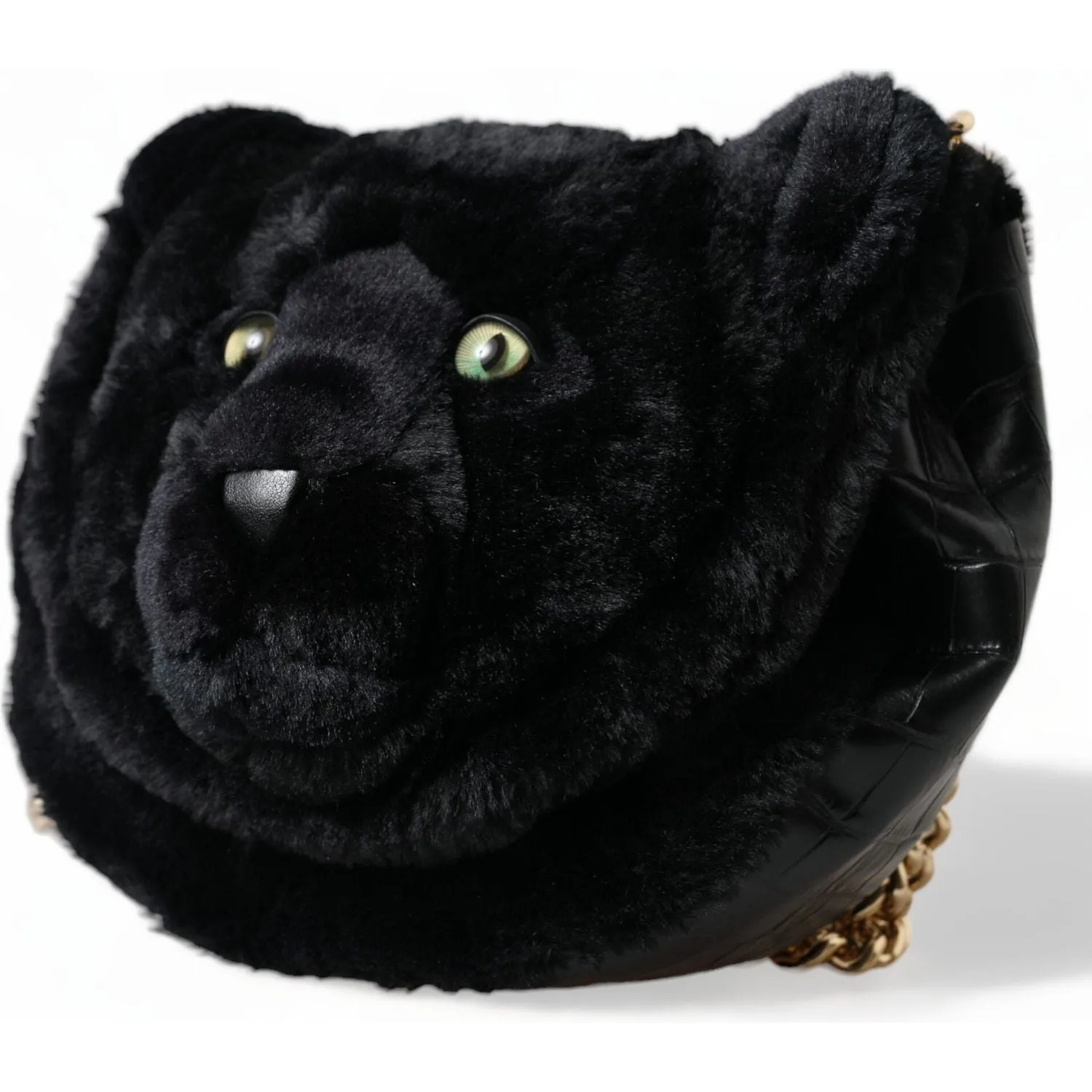 Dolce & Gabbana Exquisite Croc-Embossed Panther Shoulder Bag