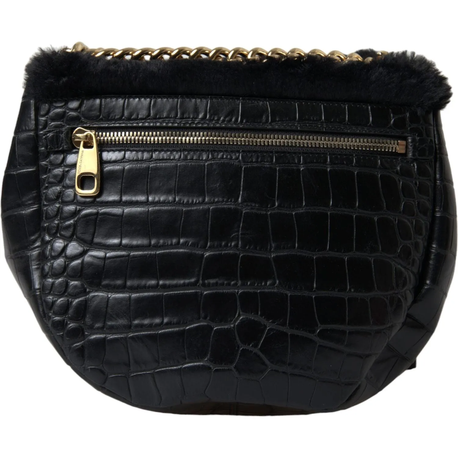 Dolce & Gabbana Exquisite Croc-Embossed Panther Shoulder Bag